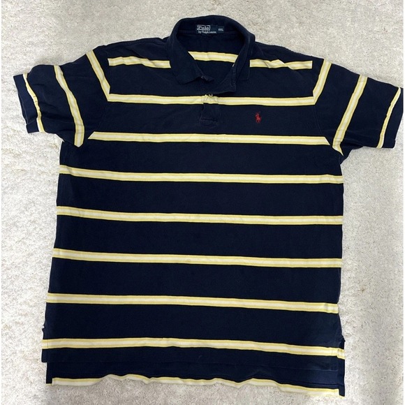 Polo Ralph Lauren Other - Polo Ralph Lauren Mens Polo Shirt Short Sleeve Navy/Yellow Striped Size XXL